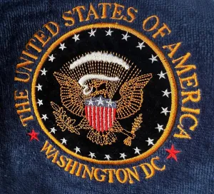 Presidential Great Seal Golf Towel – Navy Blue 100% Cotton Towel with Embroidered Great Seal of The United States – Premium Golf Accessory with Carabiner Clip & Velcro for Secure Attachment