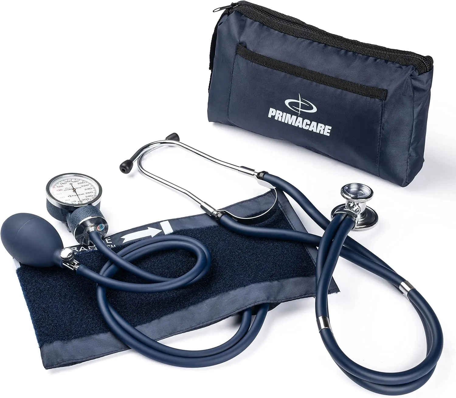 Primacare DS-9181-BL Professional Aneroid Sphygmomanometer and Sprague Rappaport Stethoscope, Manual Blood Pressure Kit with Cuff and Carrying Case, Blue