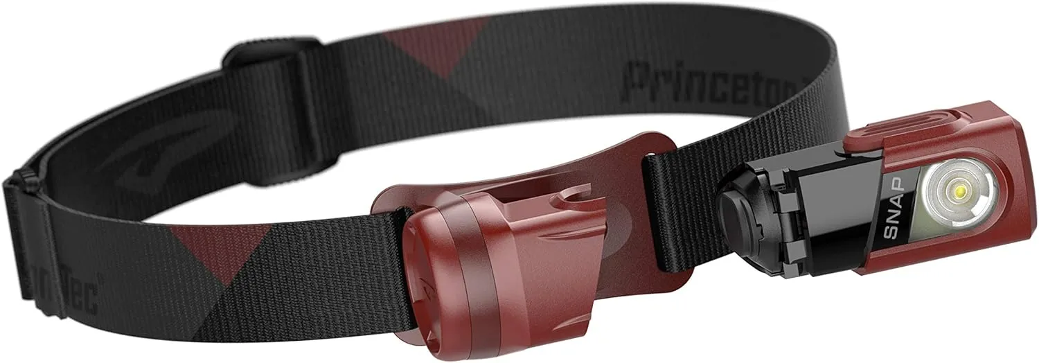 Princeton Tec Snap Headlamp with Dimmable 300 Lumens Maxbright White LEDs, IPX4 Water Resistance and 155 Hour Burn Time, Essential for Hiking, Camping, Hunting, and Safety Preparedness, Red