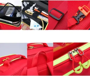 Professional First Aid Kit Emergency Responder Trauma Bag Empty with Handle and Shoulder Strap for Car, Hiking, Backpacking, Camping, Traveling, and Cycling, 45x35x25cm, Red