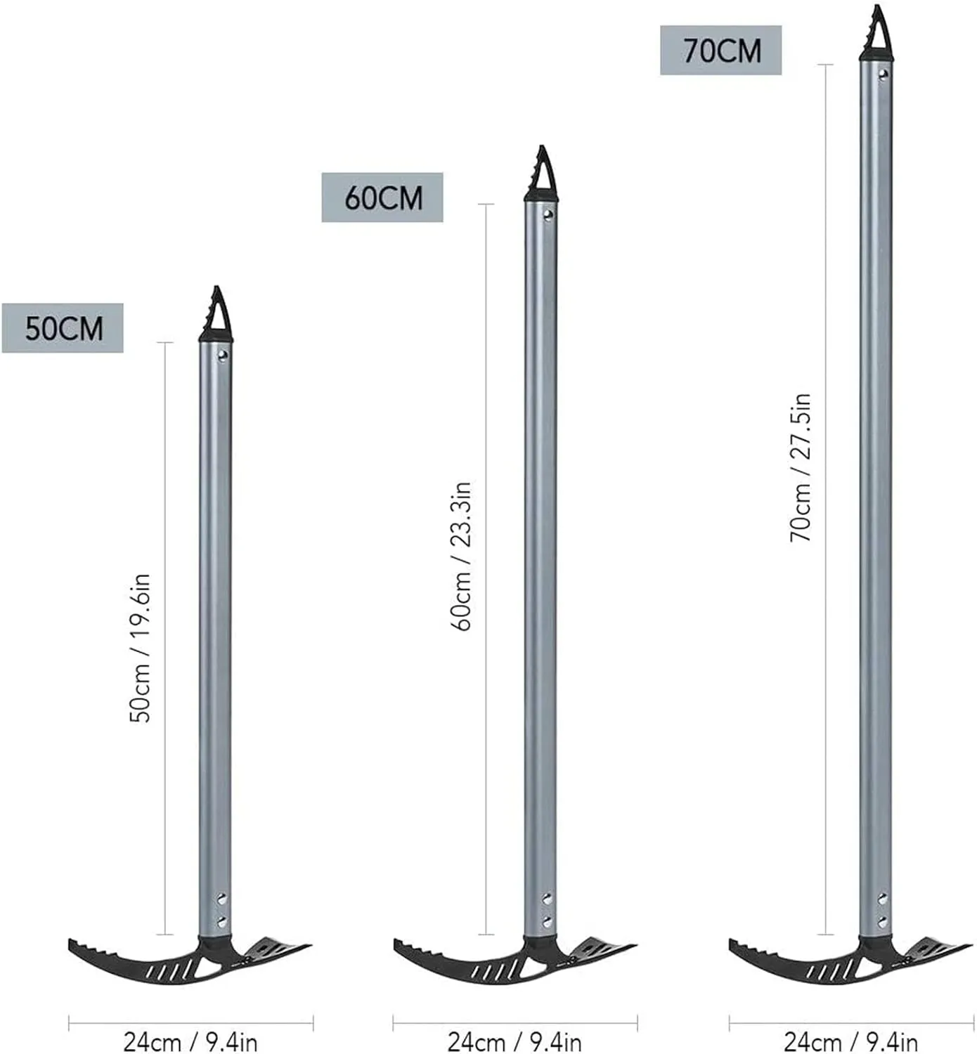 Professional Ice Climbing Axes, Lightweight Outdoor Walking Pickaxe with Aluminum Material Length 24 * 60/70/80cm Weight 403g/432g/458g, Climbing Equipment for Mountaineering Hiking