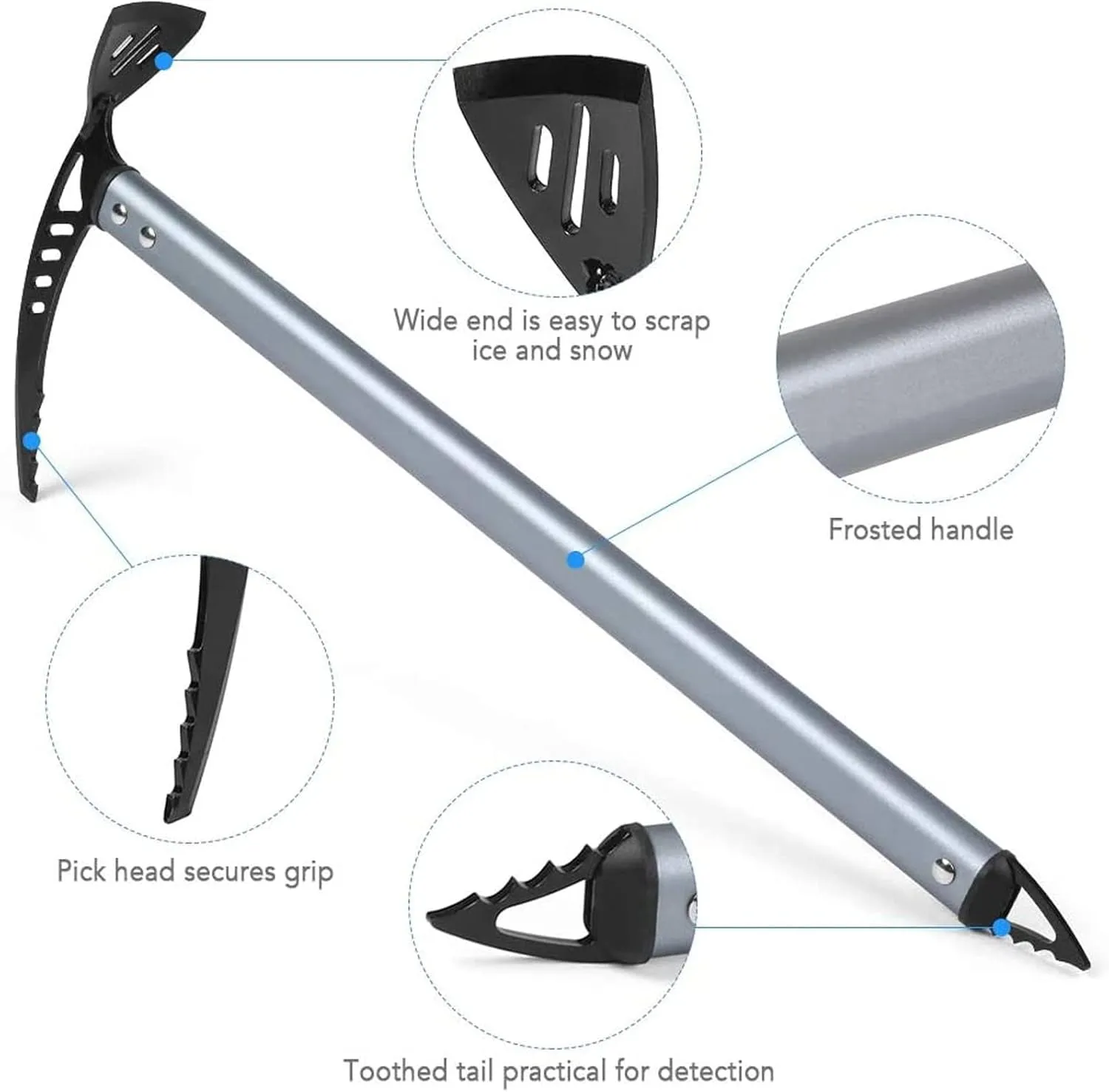 Professional Ice Climbing Axes, Lightweight Outdoor Walking Pickaxe with Aluminum Material Length 24 * 60/70/80cm Weight 403g/432g/458g, Climbing Equipment for Mountaineering Hiking