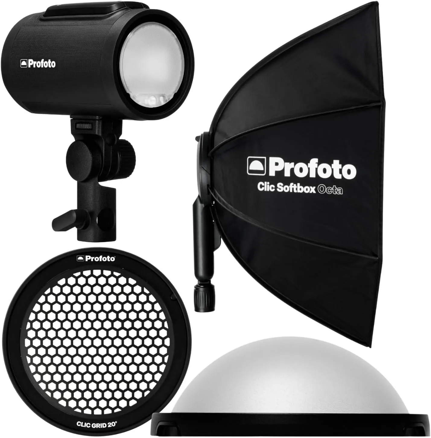 Profoto A2 Monolight - Powerful Studio Lighting Solution with Wireless Connectivity - Professional Photography Lighting Gear Bundle with Softbox, Dome, and Grid Kit (4 Items)
