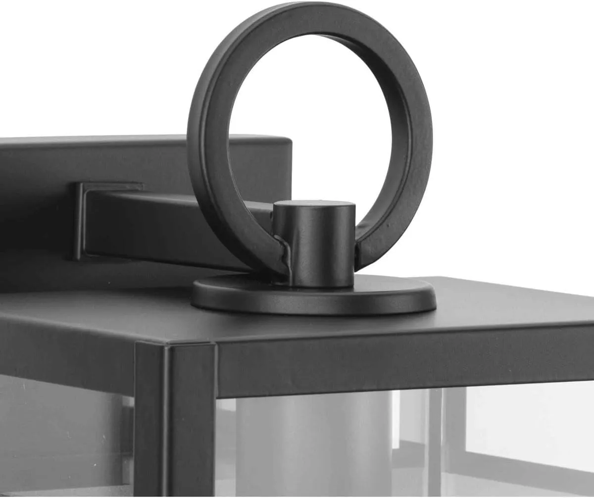 Progress Lighting Parrish Collection One-Light Matte Black Clear and Etched Glass Modern Craftsman Outdoor Medium Wall Lantern (P560342-31M)