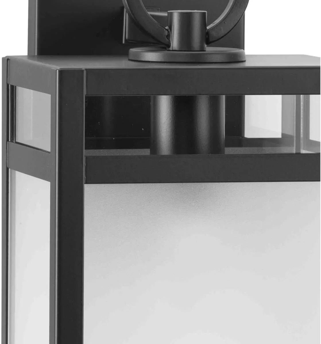 Progress Lighting Parrish Collection One-Light Matte Black Clear and Etched Glass Modern Craftsman Outdoor Medium Wall Lantern (P560342-31M)