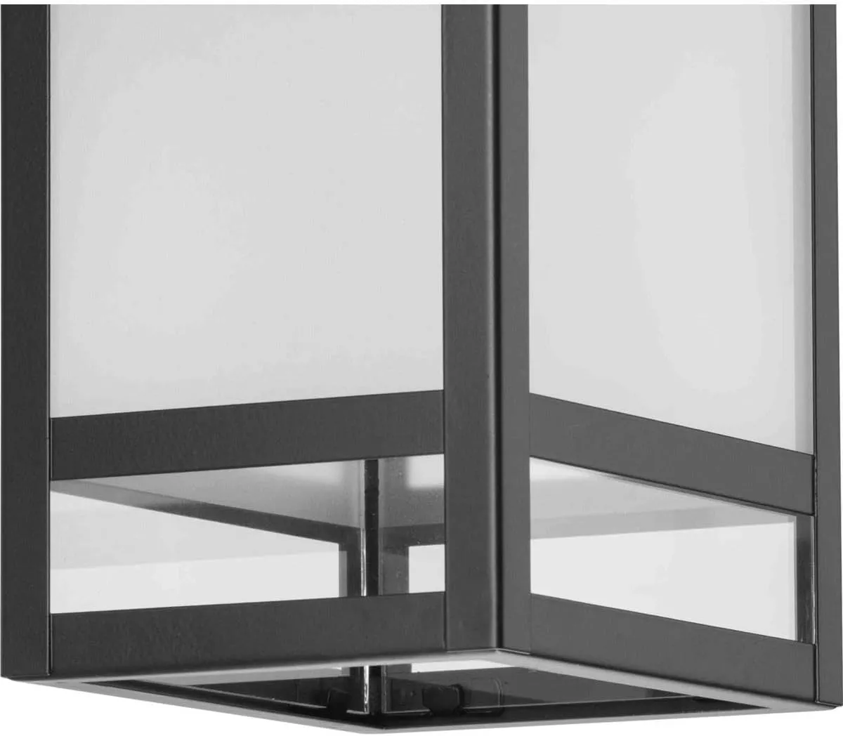 Progress Lighting Parrish Collection One-Light Matte Black Clear and Etched Glass Modern Craftsman Outdoor Medium Wall Lantern (P560342-31M)