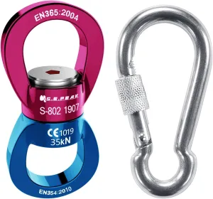 PROND 35kN Safest Rotational Device with Locking Carabiners, 316 Stainless Steel Heavy Duty Screw Lock Carabiner Hooks, Swing Swivel, Swing Spinner, Carabiner Swivel