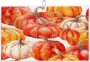 Pumpkins Watercolors Golf Towel with Heavy Duty Carabiner Clip Quick Dry Ultra Absorbent Club Ball Cleaning Towel Golf Accessories for Men Women