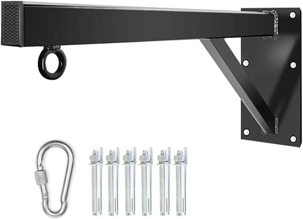 Punch Bag Bracket Heavy Duty, Punch Bag Wall Bracket Include.Carabiner with Lock, Mounting Screws, Lengthen The Fixed Plate, Resilient Punch Bag Wall Bracket for Boxing Fitness at Home-Overweight