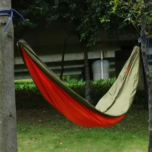 Qtqgoitem Backpacking, Summer Nylon Nest Hanging, Sleeping Bed, Lightweight, Parachute, Portable Swing, Double Hammock with, Carabiners Orange (Model: 1d2 ecf 11c 5dd)