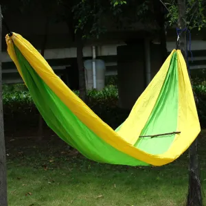 Qtqgoitem Hiking Camping Nylon, Double Nest Swing Easy Hanging, Parachute, Sleeping Bed Portable, Hanging Hammock with, Tree Straps Carabiners Fluorescent Green (Model: bf3 194 aa8 09e 8f2)
