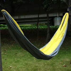 Qtqgoitem Home Outdoors Travel, Beach, Yard Backpacking, Lightweight Nylon, Swing Lightweight, Parachute, Sleeping Bed Portable Hanging, Double, Hammock with, Carabiners Yellow (model: 48a 953 bc8 1bc