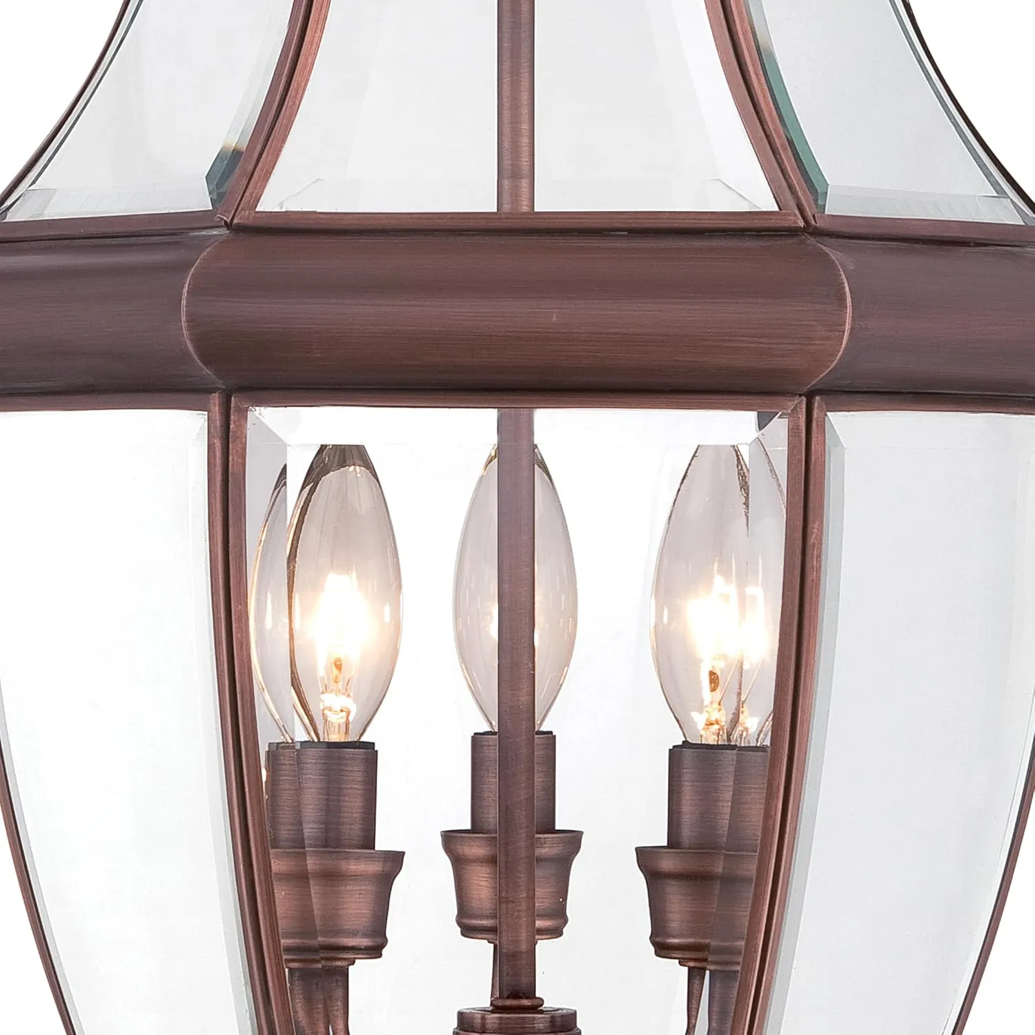 Quoizel Newbury Outdoor Post Lantern, 23 Inch 3-Light Aged Copper French Country Lamp Post, Outside Pole Light Fixture for Patio, Porch, Fences, Garden, Pool, Entryway or Driveway