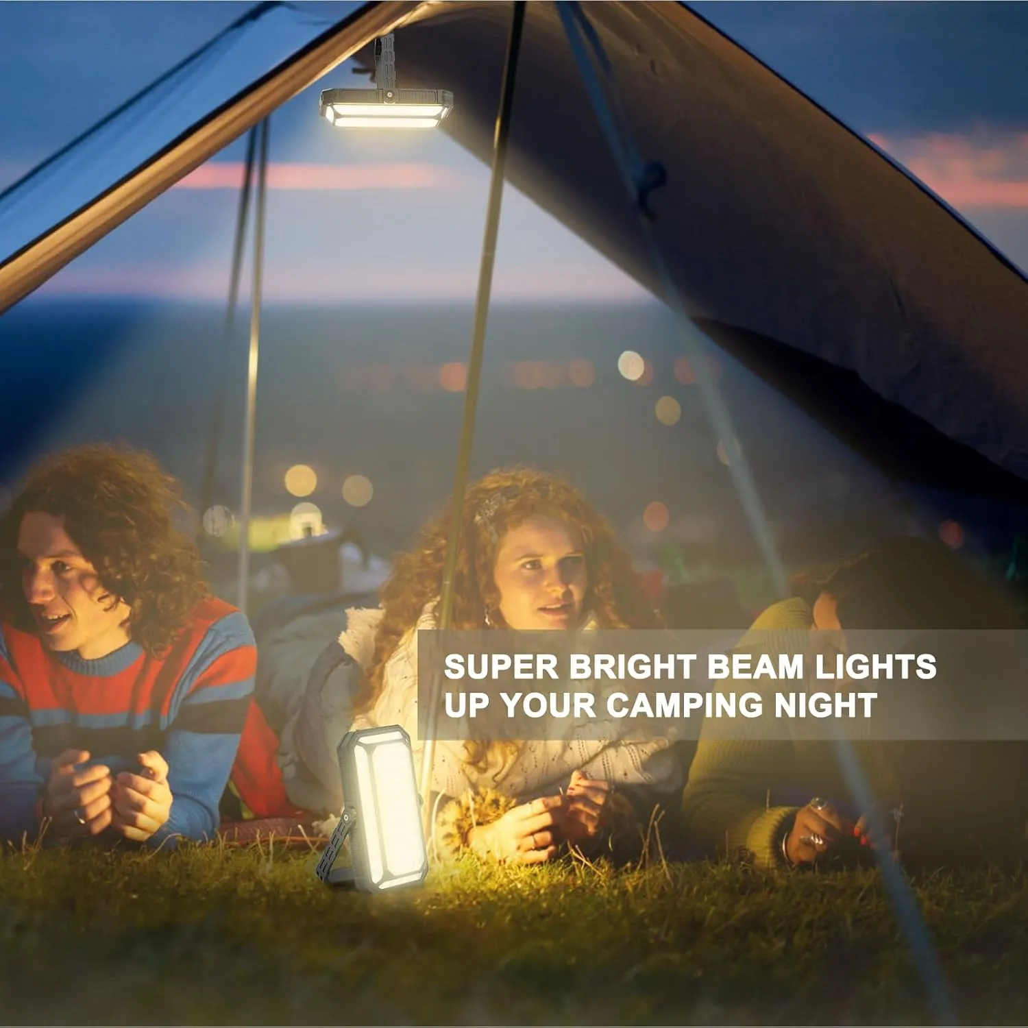 Rechargeable Camping Lantern, 10000mAh Dimmable Camp Lights with 12 Modes, High Brightness LCD Display Tent Light for Power Outages, Hurricane, Hiking, Fish, Emergency, Home Use (2PCS)