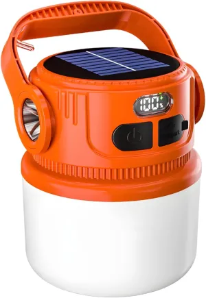 Rechargeable Led Camping Lantern, Solar and USB Powered Light, 6 Brightness Levels, Emergency Lamp for Outdoor & Indoor Use