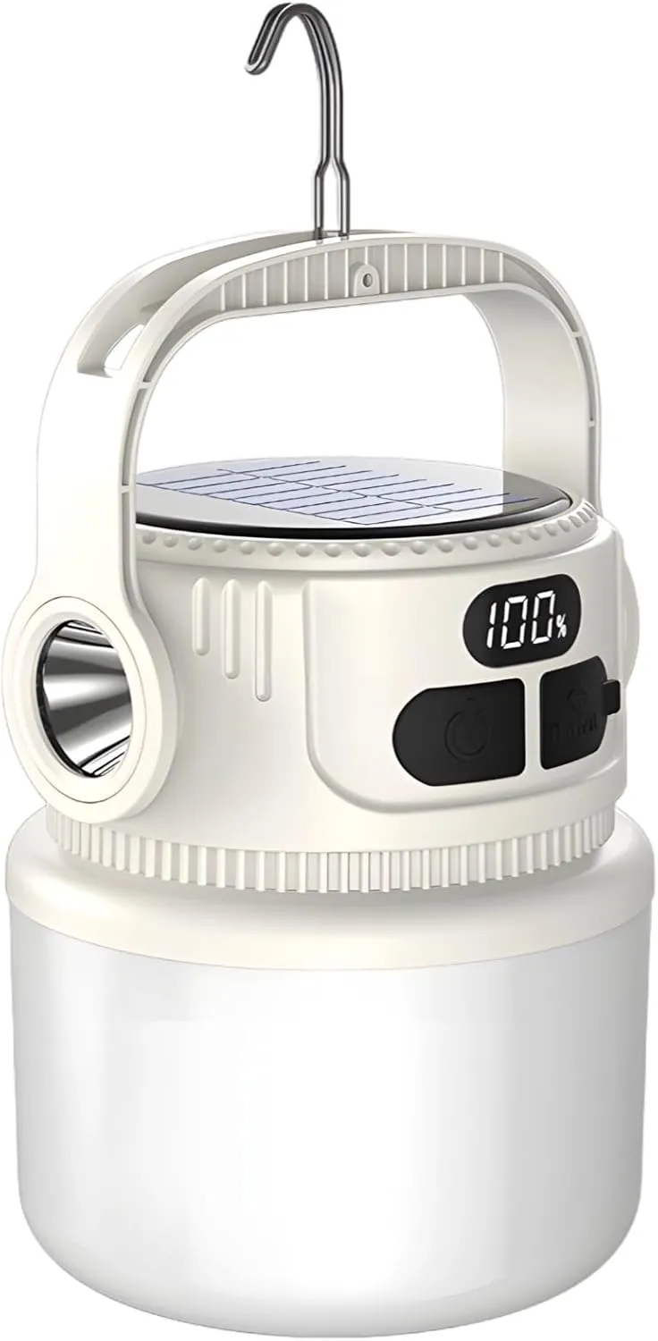 Rechargeable Led Solar Lantern, Emergency Camping & Household Light, 6 Adjustable Brightness Settings, Solar and USB Charging Options