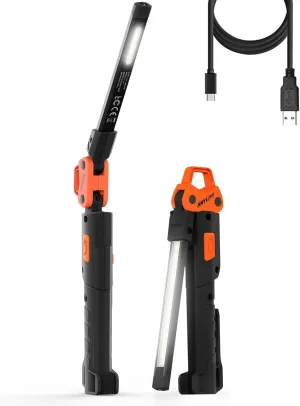 Rechargeable Mechanic Flashlight, 400LM Magnetic Led Work Light with 230 Rotate and Hook for Car Repairing, Emergency, Grill, Outdoor (2 Packs)