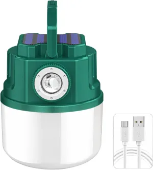 Rechargeable Solar Emergency Bulb, Portable Outdoor Lantern with Type-C Charging, Perfect for Camping & Markets