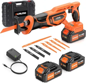 Reciprocating Saw Cordless, Power Reciprocating Saws with 2 * 4000mAh Battery, 3000SPM 28mm, 8 Saw Tool-Free Blade Change Reciprocating for Wood & Metal Cutting