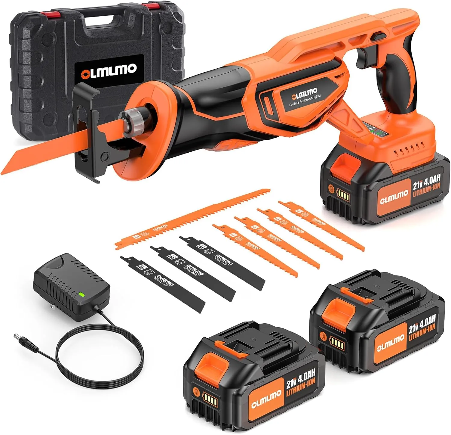 Reciprocating Saw Cordless, Power Reciprocating Saws with 2 * 4000mAh Battery, 3000SPM 28mm, 8 Saw Tool-Free Blade Change Reciprocating for Wood & Metal Cutting