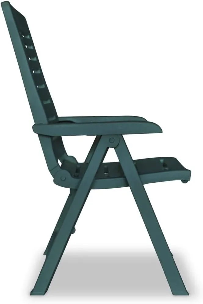 Reclining Patio Chairs 4 Pcs Green Plastic Outdoor Furniture Set with 4 Adjustable Positions, Foldable Lounge Chairs for Garden, Poolside, Camping and Backyard