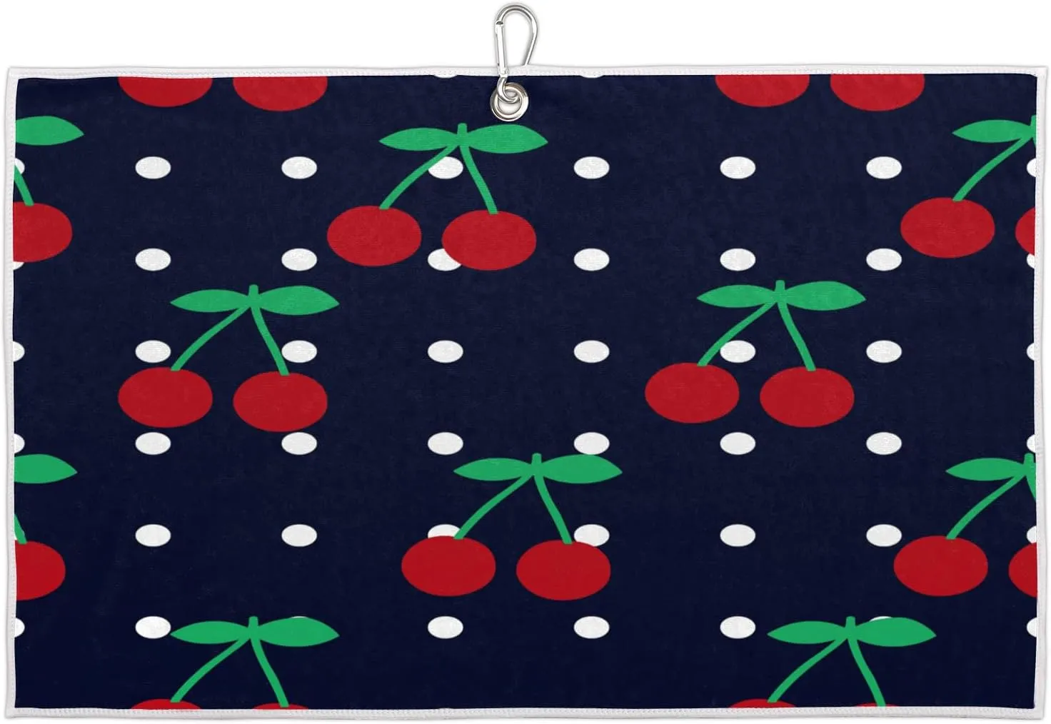 Red Cheery Golf Towel with Heavy Duty Carabiner Clip Quick Dry Ultra Absorbent Club Ball Cleaning Towel Golf Accessories for Men Women