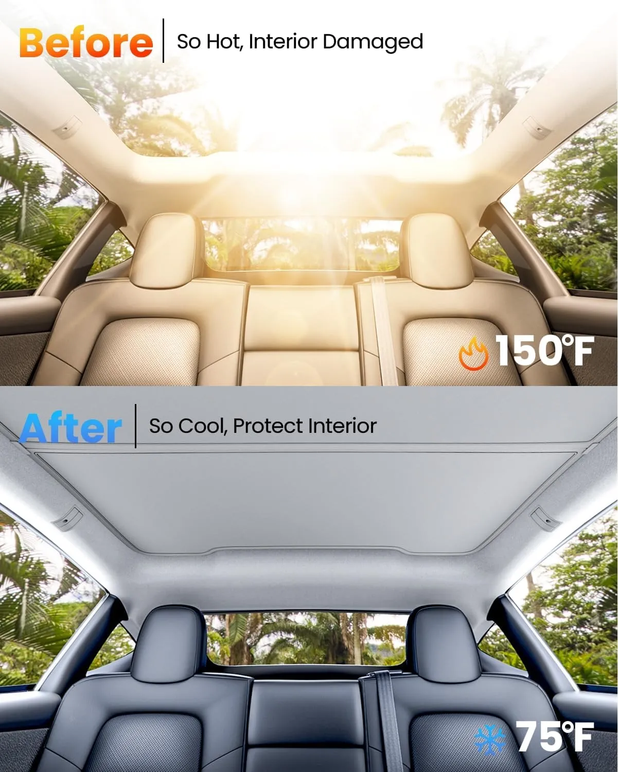 REEVAA 2025 Tesla New Model Y Juniper Sunshade Roof [No Gaps, No-Sagging] Magnetic-Mid Design New Tesla Y Must-Have Accessories Heat Insulation Foldable Glass Shade for 2025 2026 New Model Y, Gray