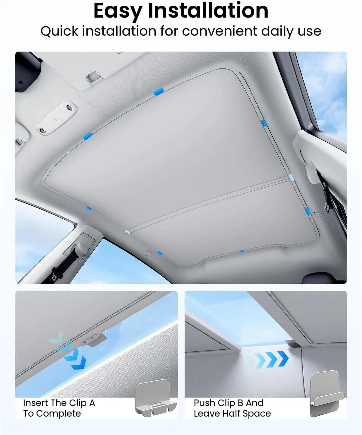 REEVAA 2025 Tesla New Model Y Juniper Sunshade Roof [No Gaps, No-Sagging] Magnetic-Mid Design New Tesla Y Must-Have Accessories Heat Insulation Foldable Glass Shade for 2025 2026 New Model Y, Gray