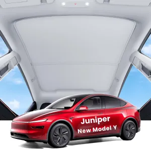 REEVAA 2025 Tesla New Model Y Juniper Sunshade Roof [No Gaps, No-Sagging] Magnetic-Mid Design New Tesla Y Must-Have Accessories Heat Insulation Foldable Glass Shade for 2025 2026 New Model Y, Gray