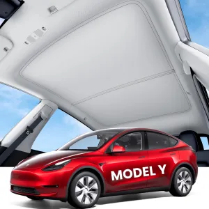 REEVAA 2025 Upgrade Tesla Model Y Sunshade Roof [No Gaps, No Sagging] Magnetic-Mid Design Tesla Accessories Heat Insulation Foldable Sunroof Cover for Model Y 2020-2025 (Not for New Y Juniper), Gray