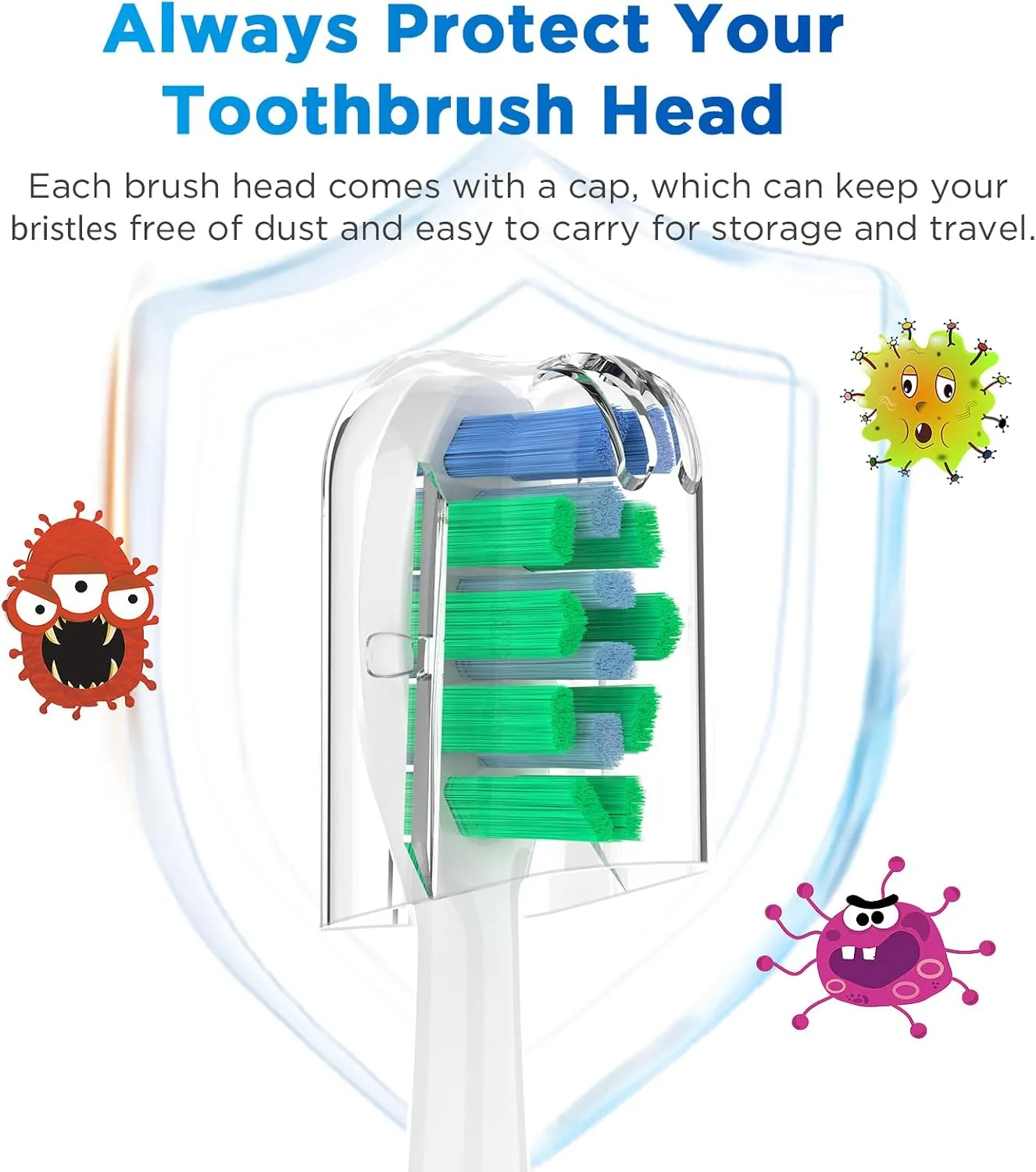 Replacement Brush Heads for Waterpik Sensonic Complete Care Toothbrush, with Covers, Compact, White, 10 Count