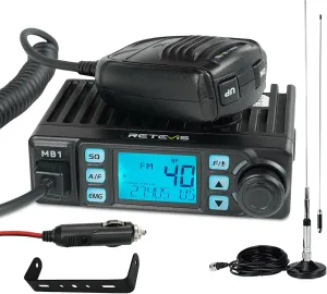 Retevis MB1 AM/FM CB Radio, 40 CH CB Mobile Radio with 45 Inch CB Antenna, Instant Channel 9/19, 7-Color Screen, Auto-Scan, Trucker Essentials