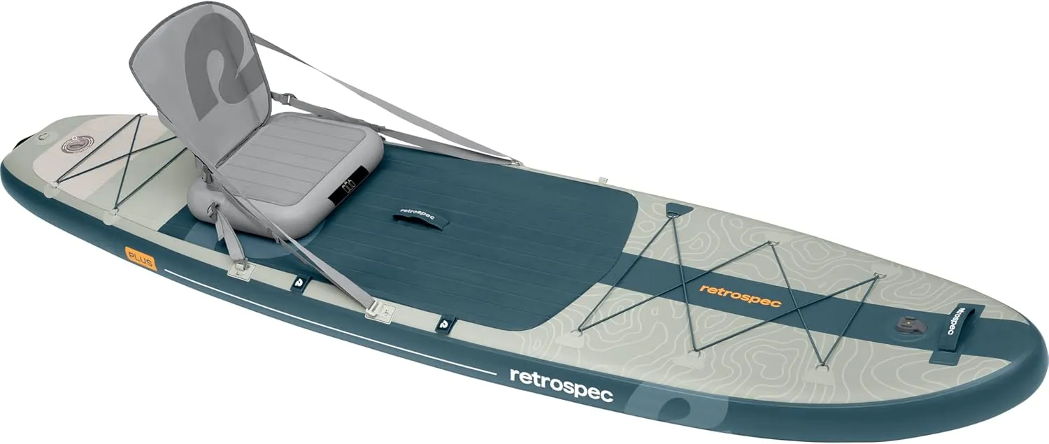 Retrospec Weekender Plus 10' Inflatable Stand Up Paddleboard Double Layer PVC iSUP Bundle w/Carrying case, 3 Piece Adjustable Aluminum Paddle, 3 Removable fins, Pump, and Cell Phone case