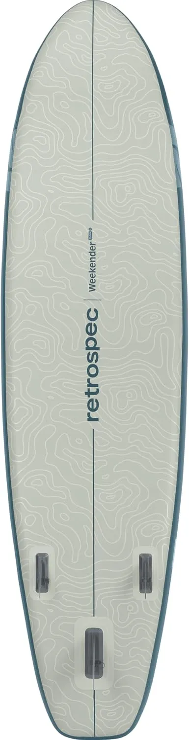 Retrospec Weekender Plus 10' Inflatable Stand Up Paddleboard Double Layer PVC iSUP Bundle w/Carrying case, 3 Piece Adjustable Aluminum Paddle, 3 Removable fins, Pump, and Cell Phone case
