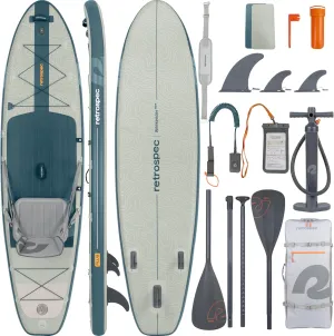 Retrospec Weekender Plus 10' Inflatable Stand Up Paddleboard Double Layer PVC iSUP Bundle w/Carrying case, 3 Piece Adjustable Aluminum Paddle, 3 Removable fins, Pump, and Cell Phone case