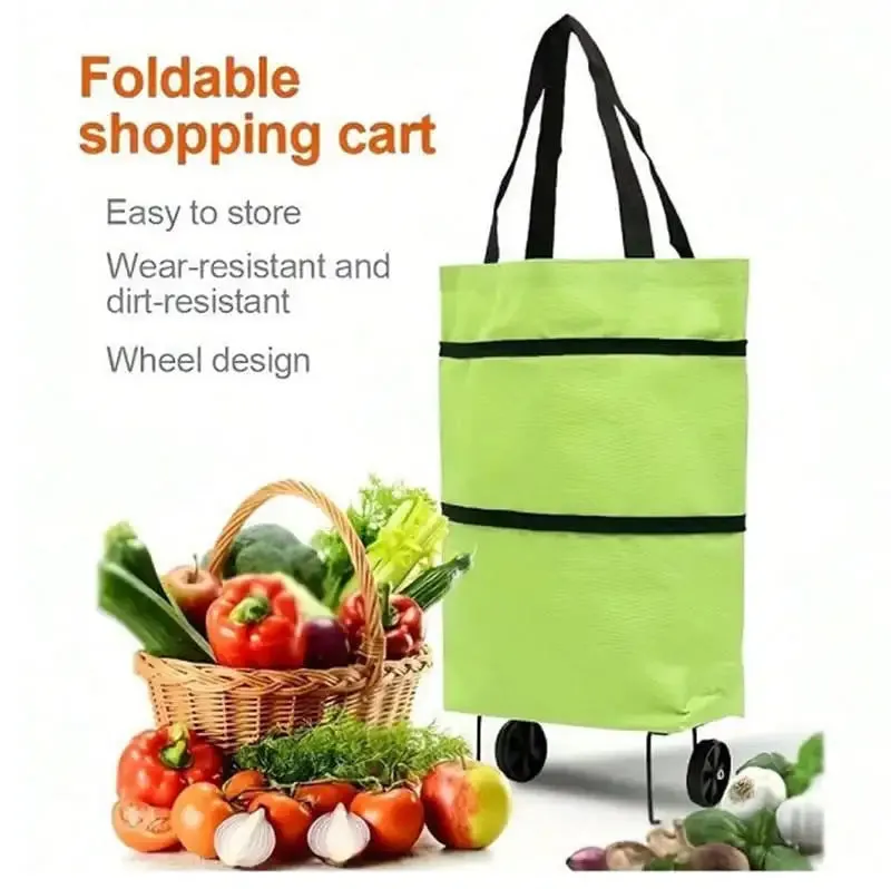 Reusable Shopping Trolley with Wheels - Green