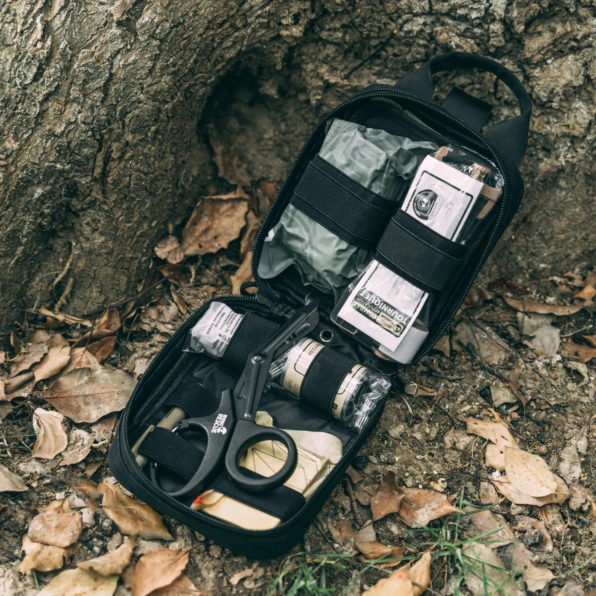 RHINO RESCUE EDC IFAK Survival Trauma Kit – Tactical First Aid Pouch for Camping & Hiking