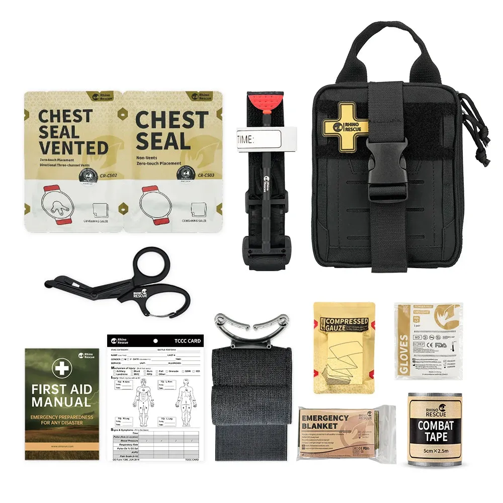 RHINO RESCUE EDC IFAK Survival Trauma Kit – Tactical First Aid Pouch for Camping & Hiking