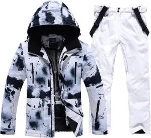 RIUIYELE Men's Ski Jacket and Pants Set Insulated Waterproof Snowsuits Winter Warm Outdoor Skiing Snowboard Jackets for Men