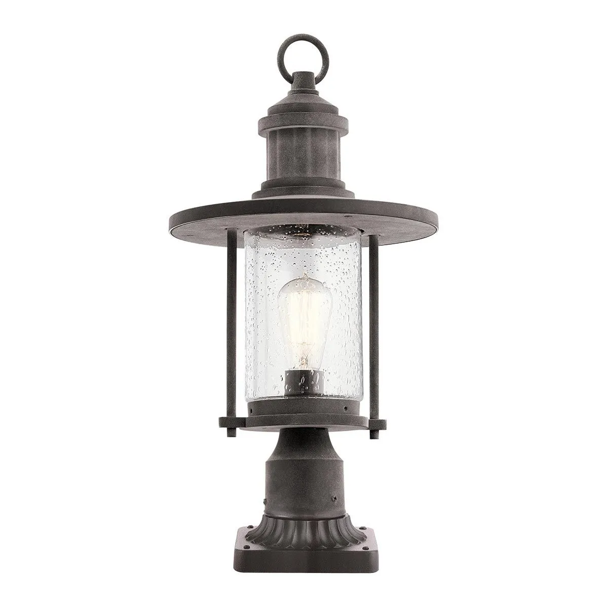 Riverwood 8" Pedestal Lantern | Weathered Zinc