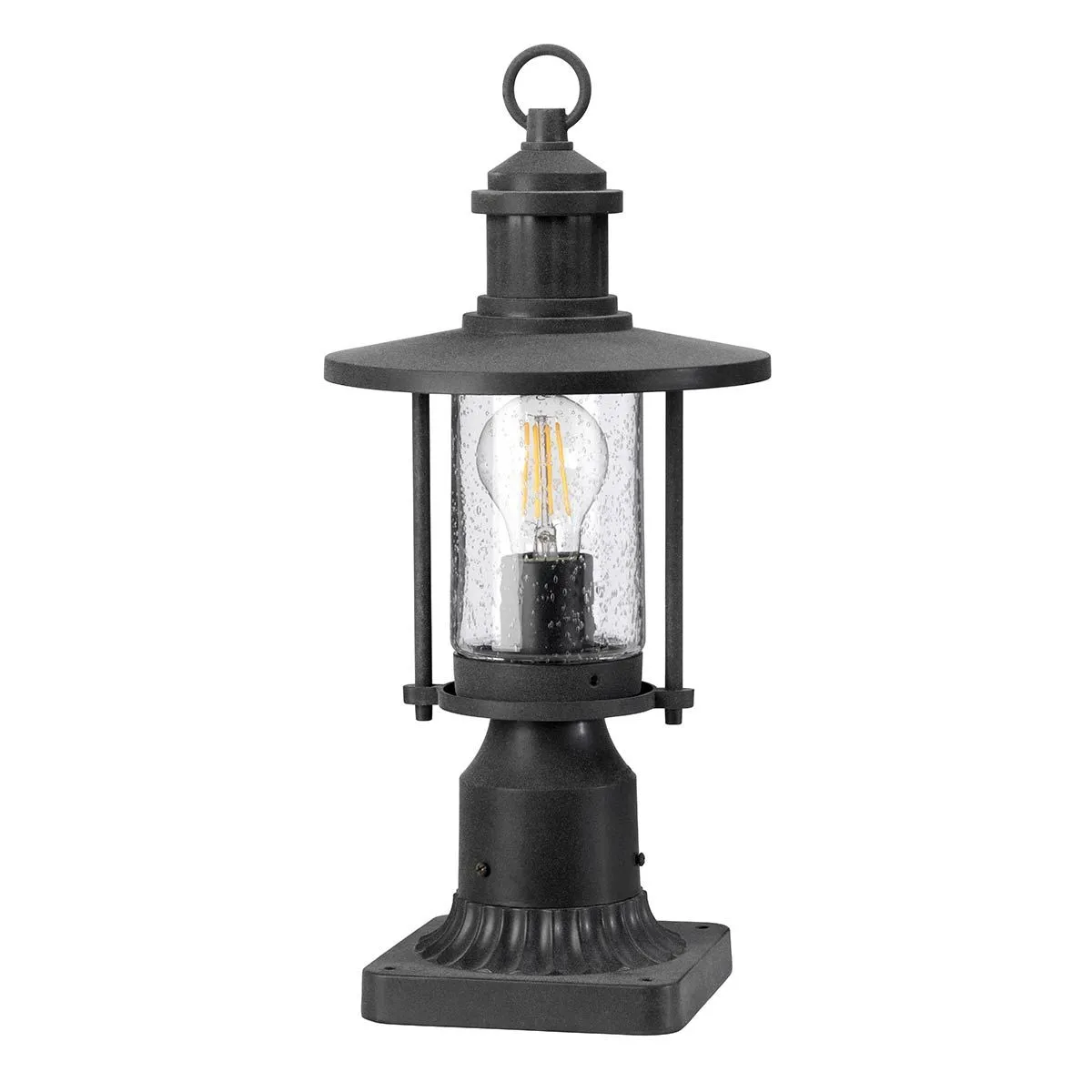 Riverwood 8" Pedestal Lantern | Weathered Zinc