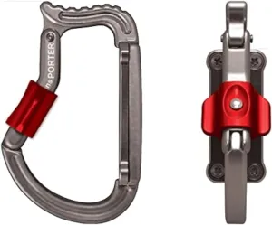 Rock Exotica Transporter Gear & Accessory Carabiner - Heavy Duty Tool Holder with Dual Push-Button Locking Gate for Climbing Harnesses – Made in The USA