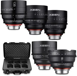 Rokinon's Xeen Cine Lens Bundle Including Xeen 16mm T2.6 Cine Lens, Xeen 35mm, 50mm, 85mm T1.5 & 135mm T2.2 Professional Cine Lenses for PL Mount Cameras by Rokinon