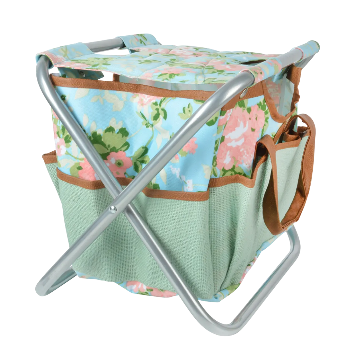 Rose Print Garden Tool Stool