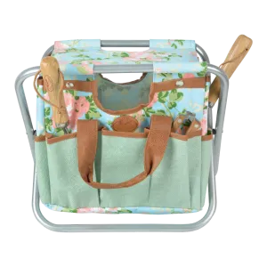 Rose Print Garden Tool Stool