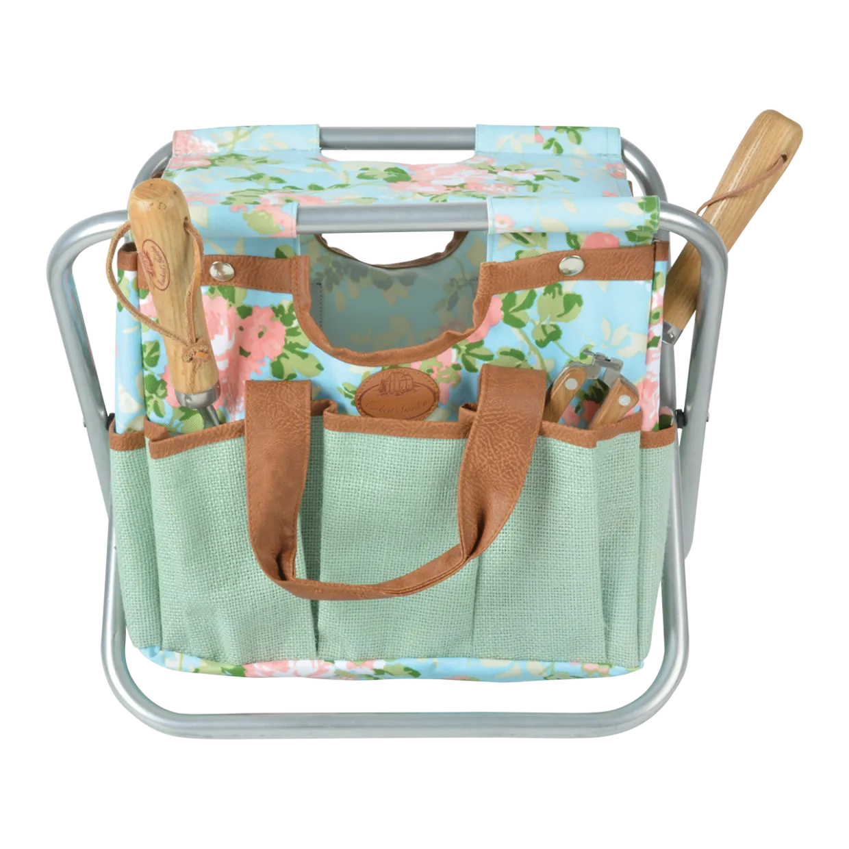 Rose Print Garden Tool Stool