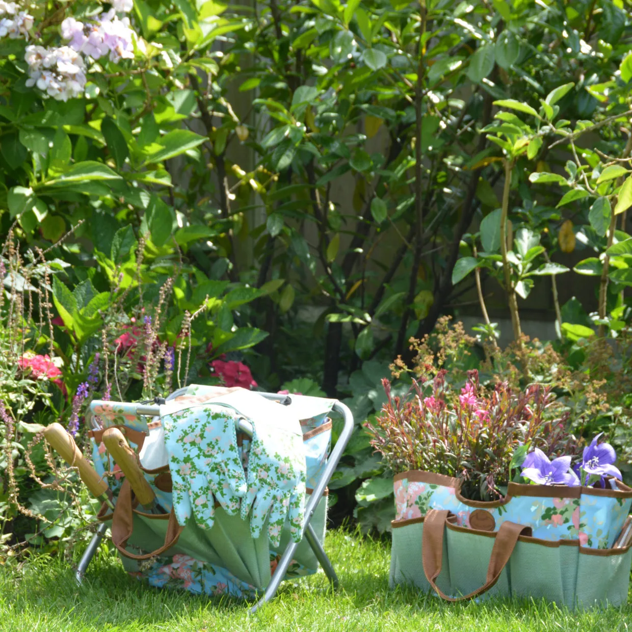 Rose Print Garden Tool Stool
