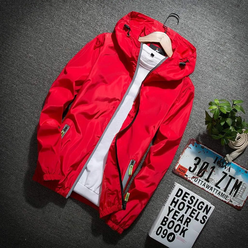 RTRDE Mens Winter Jackets Lightweight Windbreaker Casual Refleciton Zip Up Jackets with Hood Jackets, M-7XL