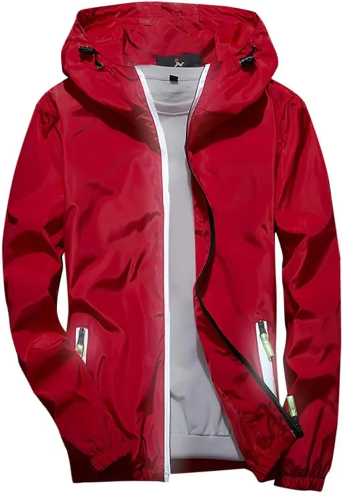 RTRDE Mens Winter Jackets Lightweight Windbreaker Casual Refleciton Zip Up Jackets with Hood Jackets, M-7XL