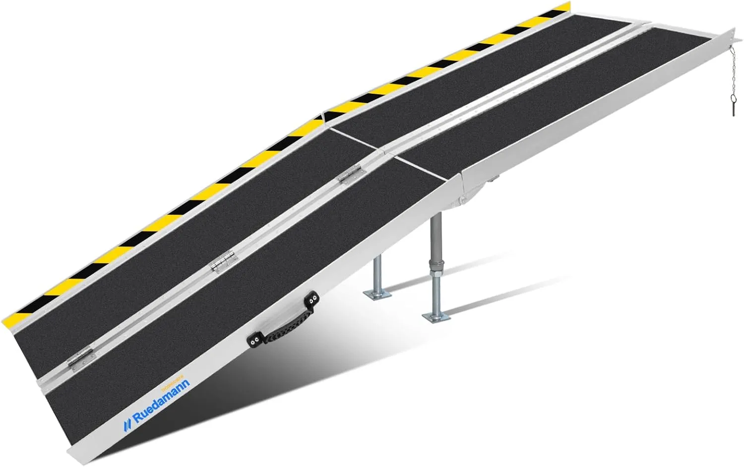 Ruedamann 8FT Wheelchair Ramp, 600Lbs Capacity, Non-Slip Threshold Ramp, Portable Aluminum Folding Handicap Ramp, Wider Design, Mobility Ramp for Home, Wheelchairs, Steps, Stairs, Doorways, Curbs